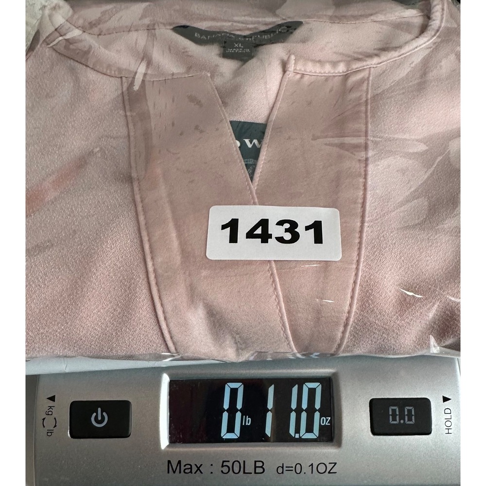 Banana Republic Blush Pink Satin Trim V-Neck Blouse Long Sleeves Women's XL - Picture 10 of 10
